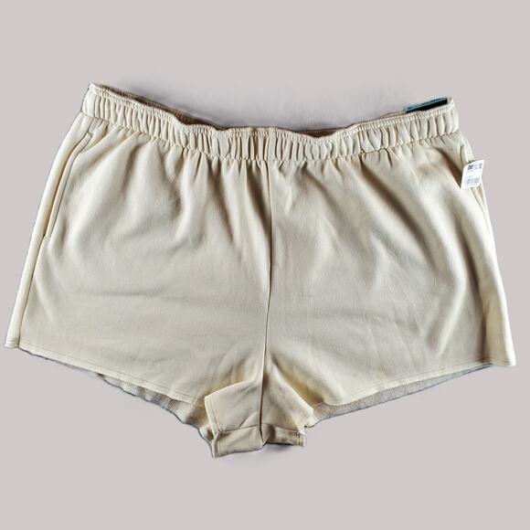 DSG Women 2XL Mid Rise Relaxed Fit Oversized Fleece Shorts Beige Pockets New - Picture 1 of 6